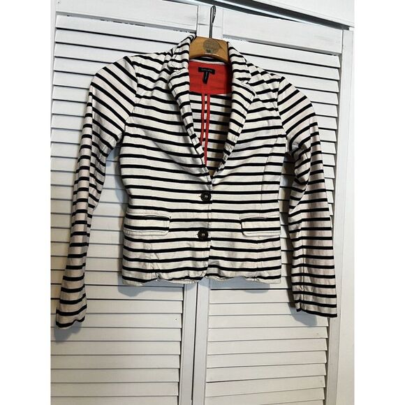 Splendid Jackets & Blazers - SPLENDID Women's Size S Small‎ Blazer Jacket Button Cotton Knit Striped Cropped